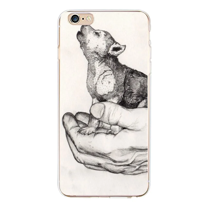 Tree Soft Clear TPU Phone Case For iPhone 4/4s 5 5s 6 6plus 7 8plus x Silicone Wolf Horse Moon Cover Free Shipping | Мобильные