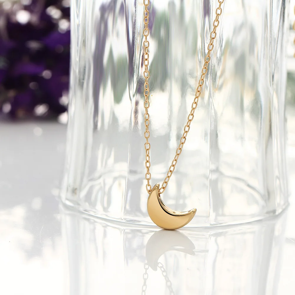 New Brand Temperament Fashion Necklace Moon Crescent Pendant Trendy Short Gifts For Women Gold Color Jewelry Choker | Украшения и