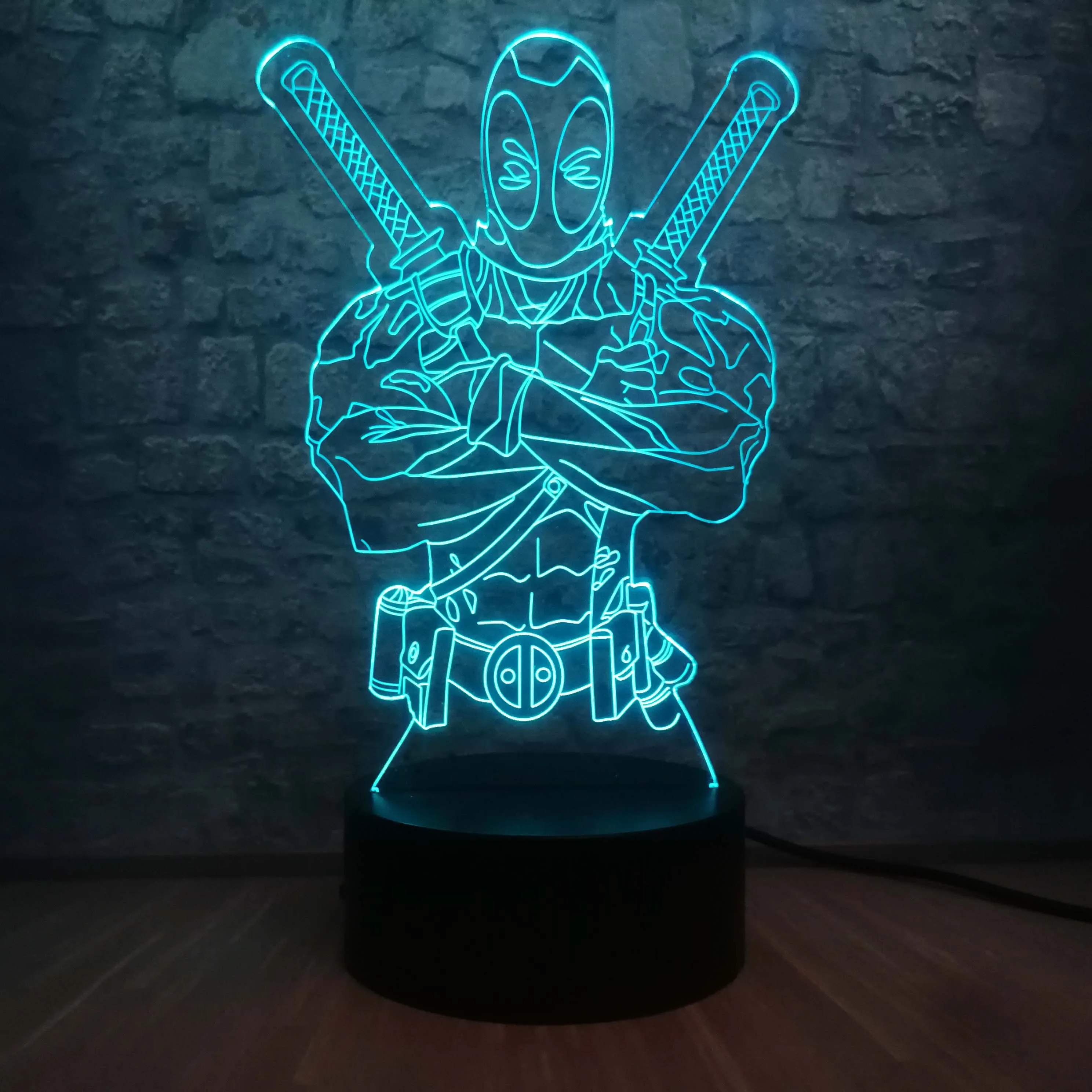 3D светодиодный ночной Светильник Marvel Deadpool Cool Hero RGB Lampara Lava многоцветная