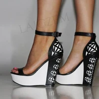 laigzem women sandals platform wedges heels sandals cut outs custom shoes woman casual sexy sandalia zapato big size 34 52