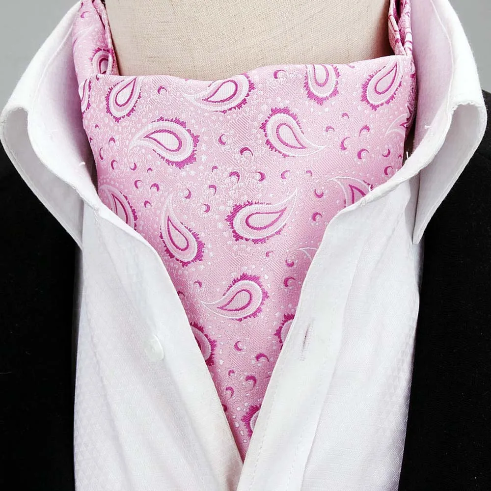 Pink Мужские высококачественные шарфы Ascot с узором пейсли, галстуки для мужчин YFTIE0376 - Цвет: Pink