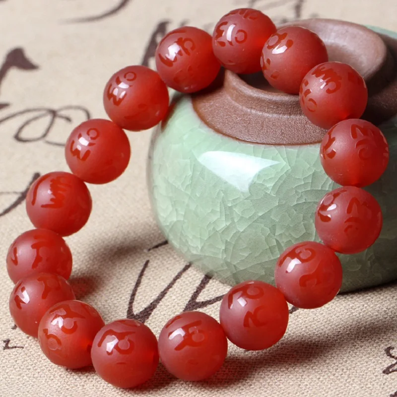 10 мм браслет шесть слов мантра натуральный кварц скраб красный агат e из бисера