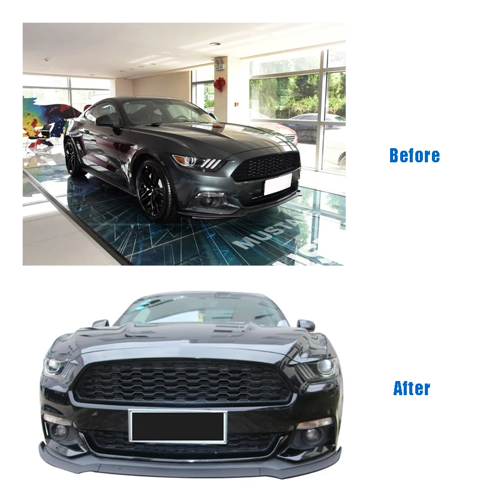 Матовый черный АБС пластик глянцевый передний бампер спойлер для Ford Mustang 2015 2016
