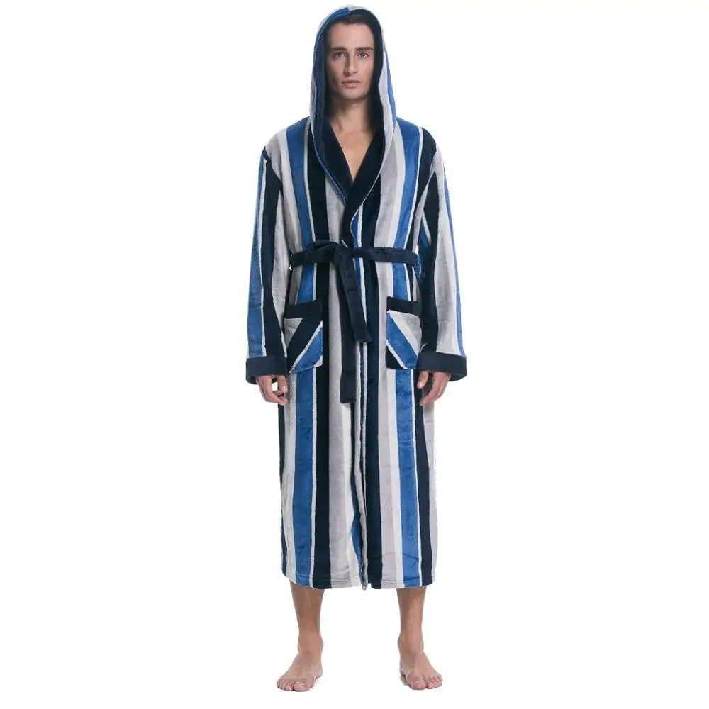 Navy Stripe Lavenderi мужской Халат длинный с капюшоном халат кимоно длинный - Цвет: Navy Stripe