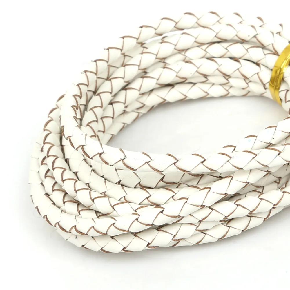 Hot Sale Multi Color 4mm 2m/pcs Round Leather Cord Real Rope String for Bracelet Necklace Jewlery Material Supplies | Дом и сад