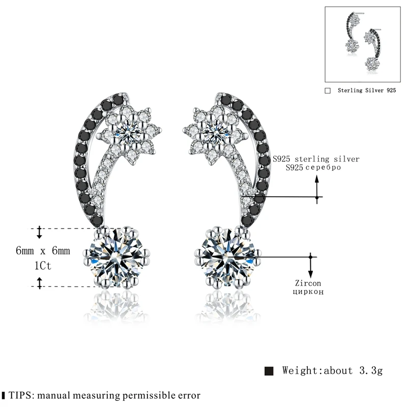 Женские Неоготические серьги-гвоздики BLACK AWN ювелирные изделия из стерлингового