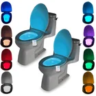 Светодиодные лампы, меняющие цвет, освещение для уборки, ванной комнаты, туалета, включается ВКЛ.ВЫКЛ., лампа с датчиком сиденья, ночник