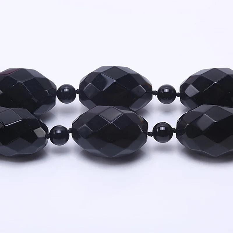 JYX 2019 новые большие бусины черные 20x30 мм граненые черного агата ожерелье из оникса