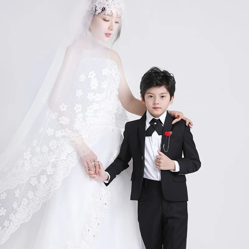 Белый формальный костюм с цветами для мальчиков на свадьбу детский выпускного