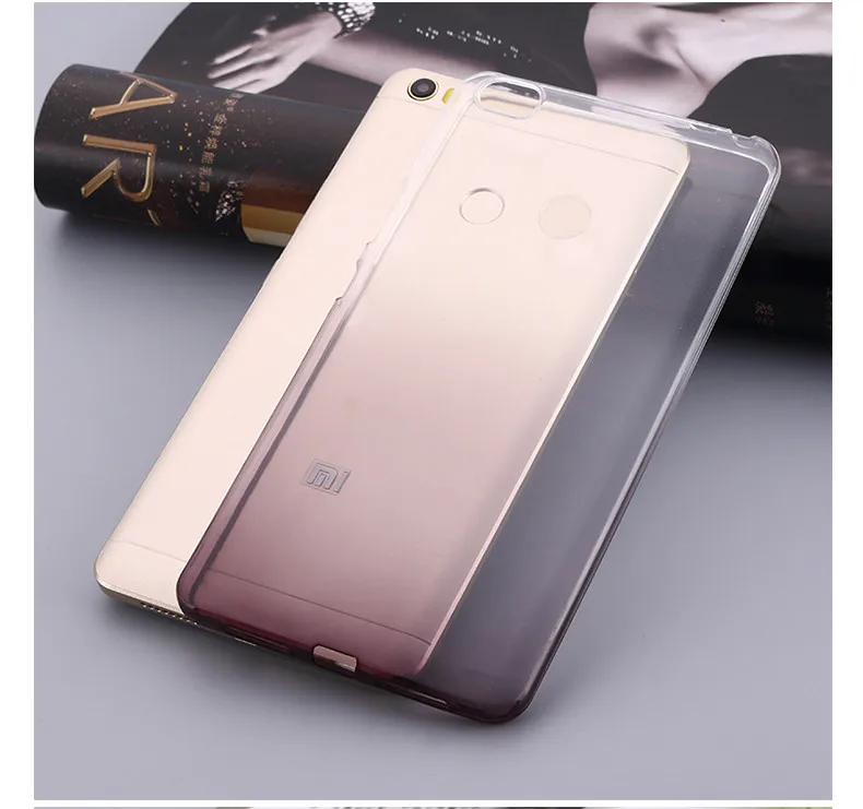 Brown Чехол для Xiao mi Max, прозрачный тонкий Силиконовый ТПУ мягкий чехол, цветной градиентный чехол для mi Max 6,44" - Цвет: Brown