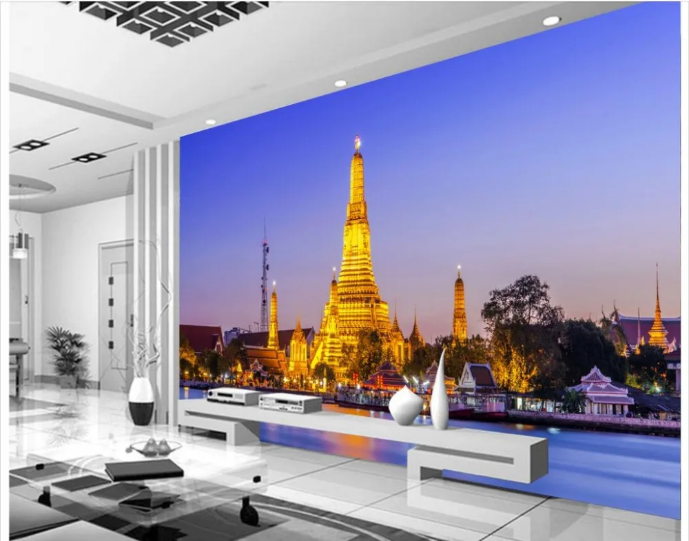 Фотообои на заказ с черными полосками тайские дворцовые урны строительные обои