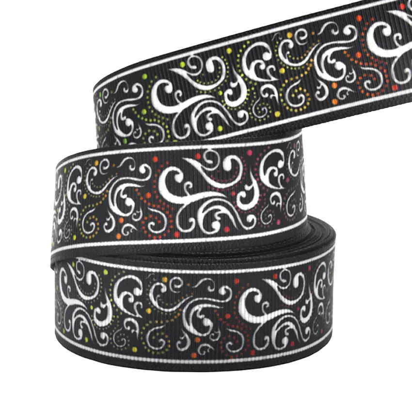 10 ярдов 1 &quot25 мм с цветочным рисунком в полоску Grosgrain ленты полиэфирные DIY bowhair