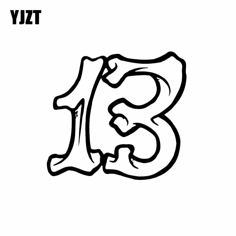

YJZT 15 см * 13,8 см, персонализированный номер 13, Виниловая наклейка на автомобиль, стильная наклейка, черная/Серебристая графическая фотография