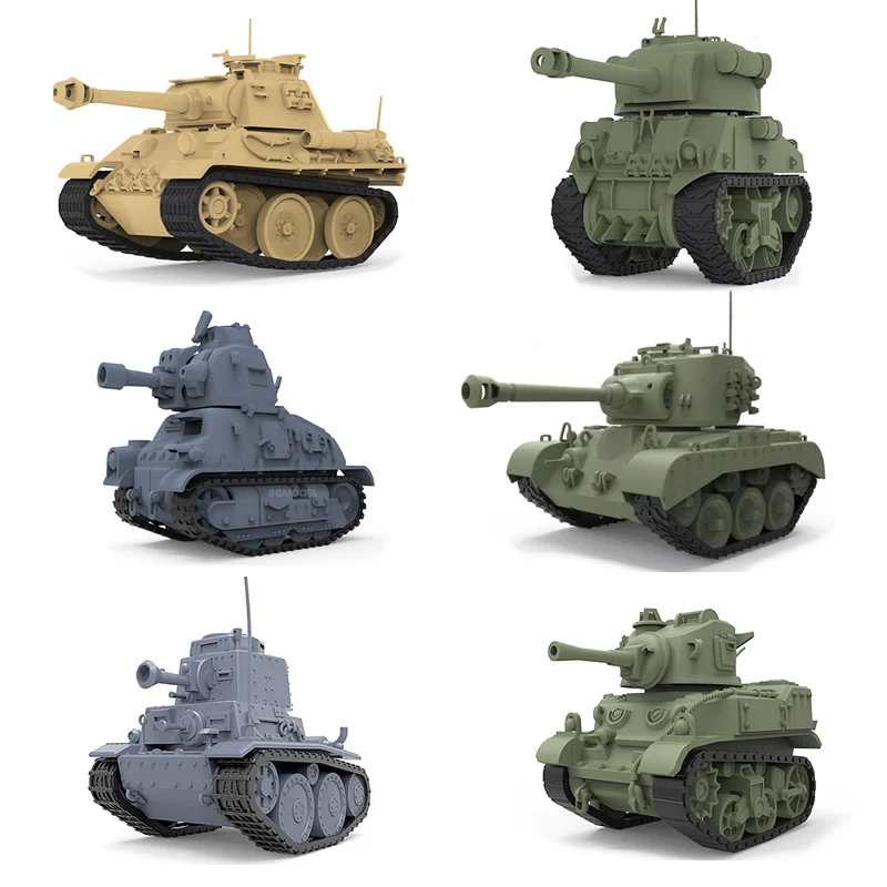 

New 6 Styles Meng Q Ver German Pzkpfw Panzer 38T UK Sherman-Firefly FR Somua S35 US M5 Stuart M26 Assembly Model Building Kits