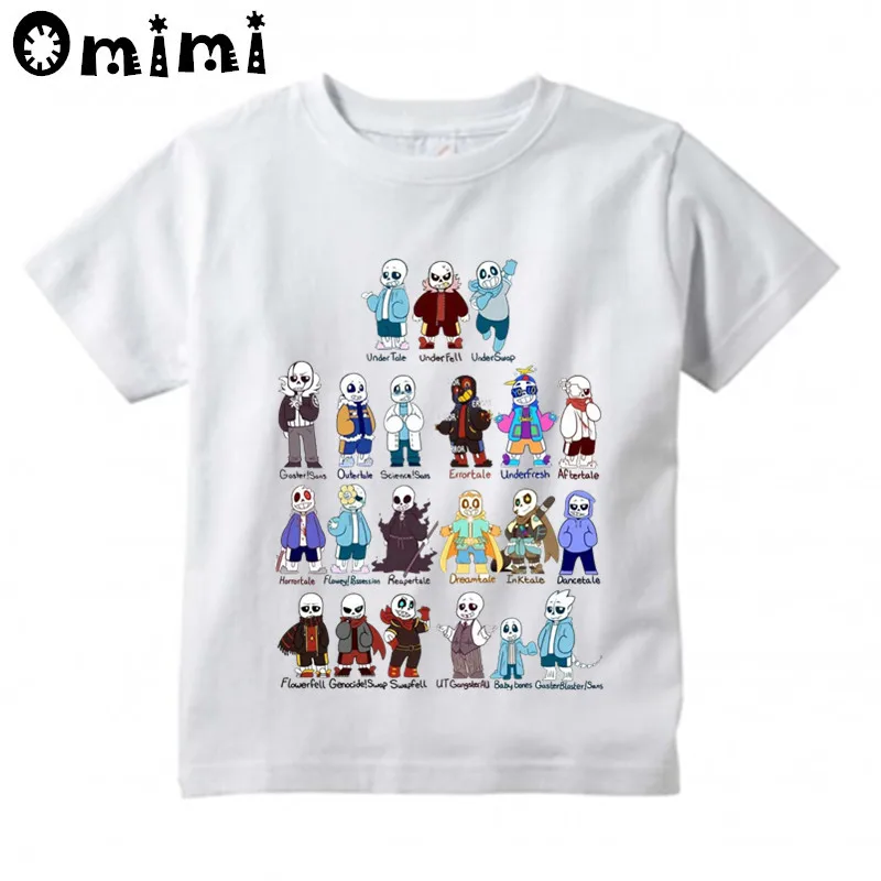 Детская футболка с мультяшным принтом Undertale Sans летняя белая круглым вырезом для