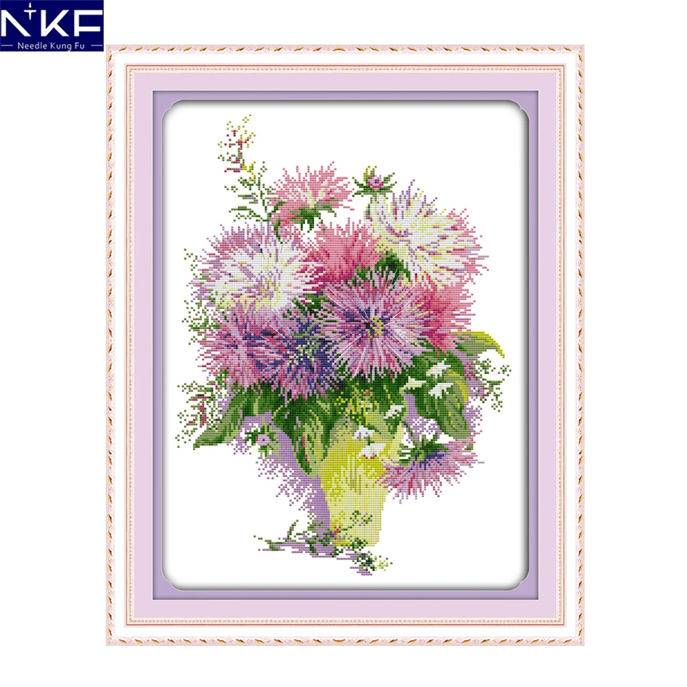 NKF Asters Счетный крест 11CT 14CT наборы для рукоделия вышивки крестом вышивка домашнего