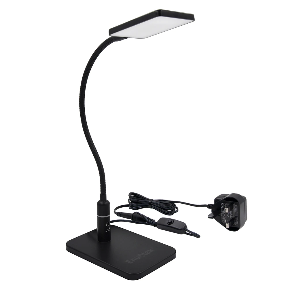 

Touch Dimmable Clip On LED Desk Lamp Black LED Table Light Metal LED Reading Light with Flexible Gooseneck Eye Care with UK Plug