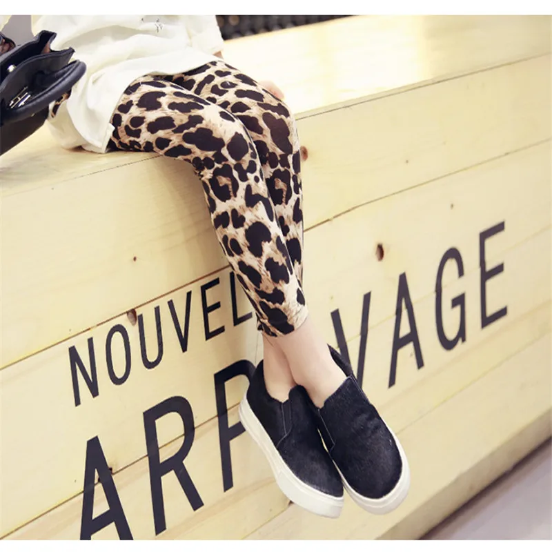 2017 Акция Лидер продаж Прямые брюки для маленьких девочек модные с леопардовым