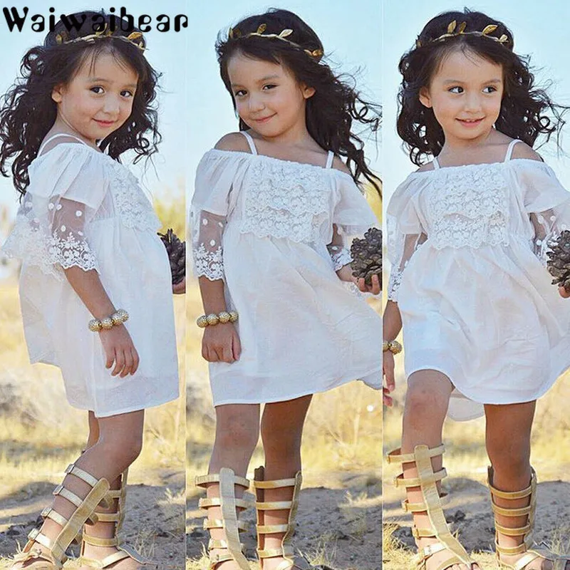 Waiwaibear Lace Girl Clothing Princess Dress Kid Baby Party Wedding Pageant Formal Cute Dresses Clothes Girls HA1 | Детская одежда и