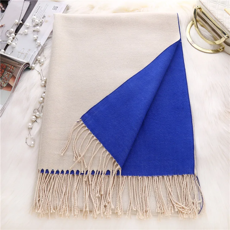 Женский зимний кашемировый шарф с двух сторон шаль палантин палантины Осеннее