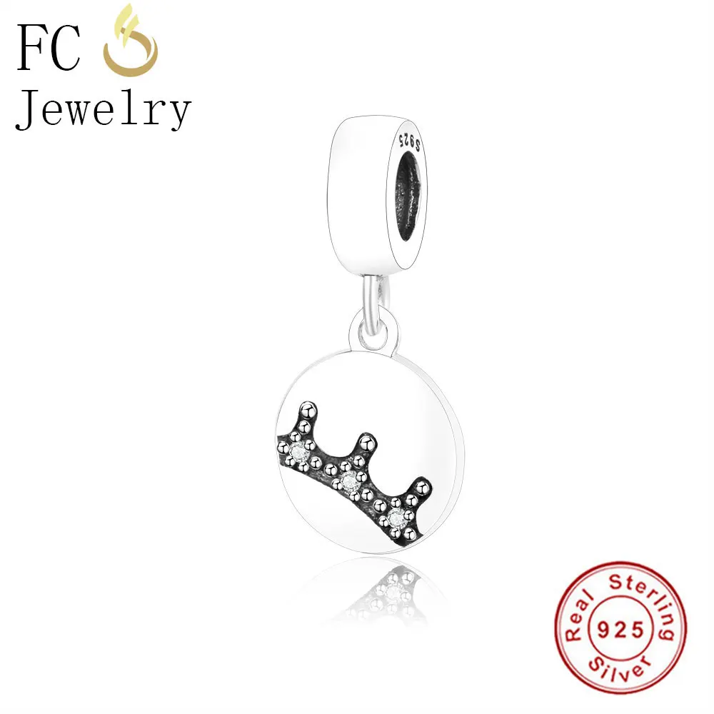 FFC0763 Новая мода 925 Серебряное кольцо с кристаллом подвеска в форме шара Pandora Шарм свисающее ожерелье любовник помолвка подарок - Цвет: FFC0763