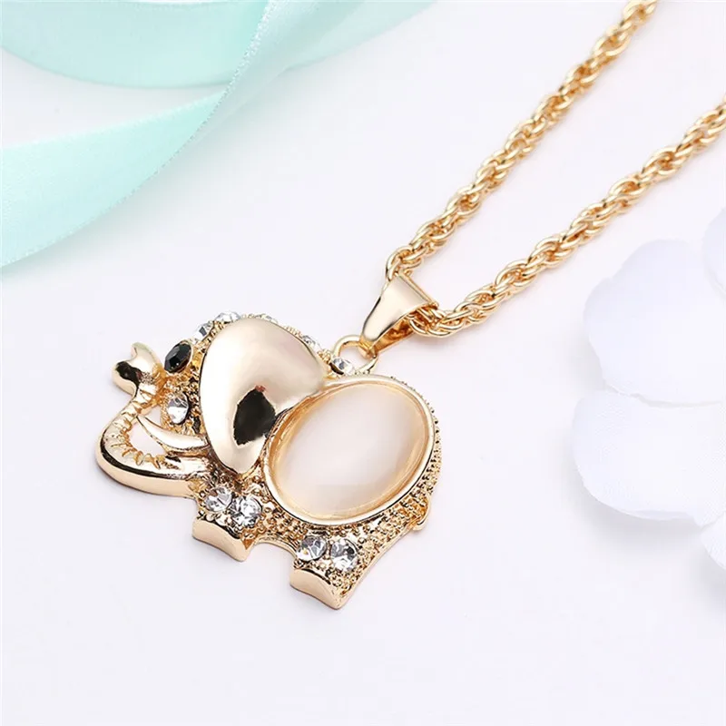 Модные ювелирные изделия кристалл много цветов Камень Слон ожерелье подвеска