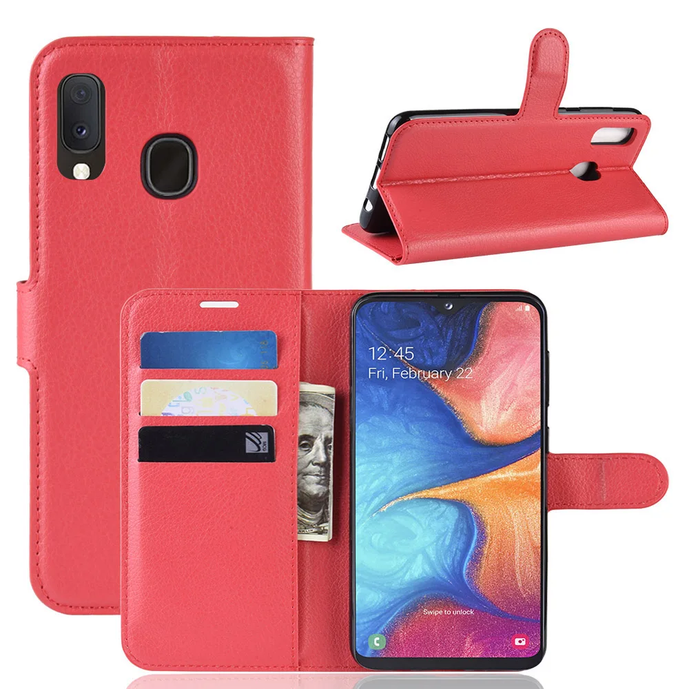 Флип чехол для Samsung Galaxy A20e SM A202F/DS кожаный бумажник телефона A 20e A202F A202 SMA202FDS задняя
