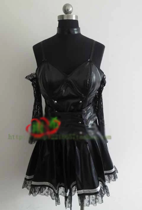 Death Note Misa Amane платье из искусственной кожи сексуальная униформа Детские тематические костюмы+ перчатки+ носки+ аксессуары на шею+ ожерелье