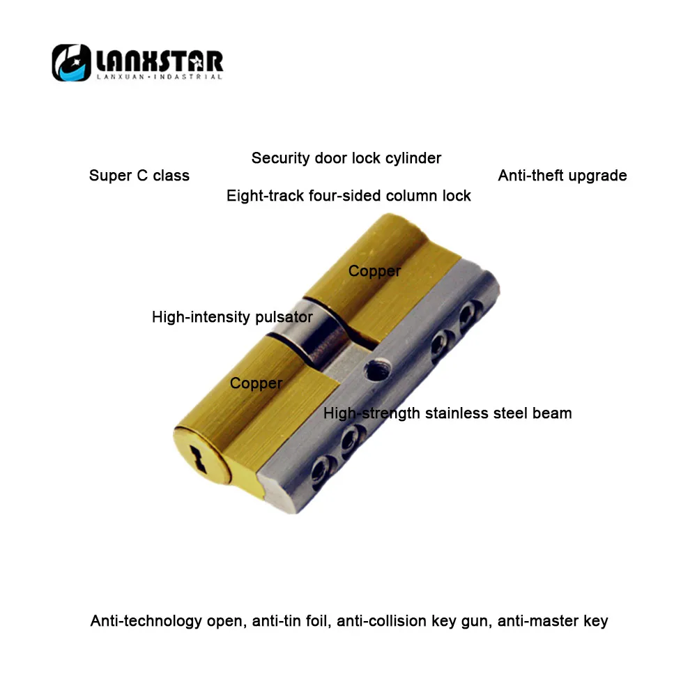 LANXSTAR C Grade Copper Lock Core 8Keys Anti-theft Cylinder Security Lock-Cylinders 65mm C-level Lock-Cores | Обустройство дома