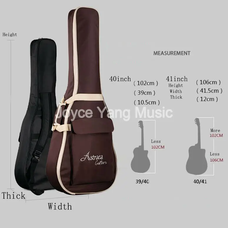 Астрака Делюкс коричневый черный 40 &quot41&quot Сумка для акустической гитары 600D