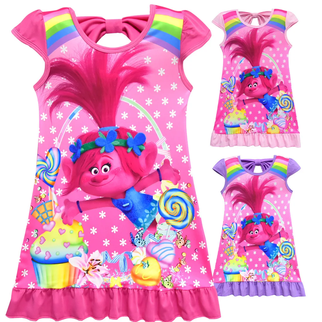 Детское платье с троллями повседневные короткие платья изображением волшебных