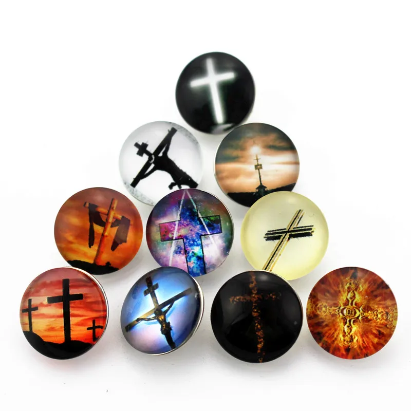 

Hot selling 50pcs Mix Cross Snap Buttons Glass 18mm Snaps Button Ginger Snap Bracelet&Bangles DIY Snap Jewelry Charms