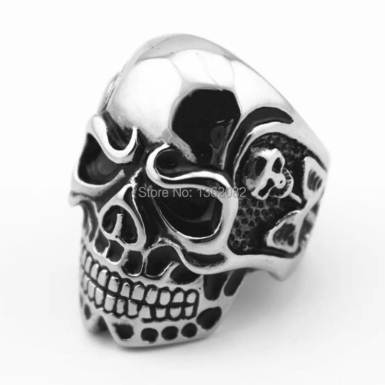 316L Stainless Steel Men's Cool Skull Head Ring Gothic Biker Bands US size 8#-12# MR12 | Украшения и аксессуары