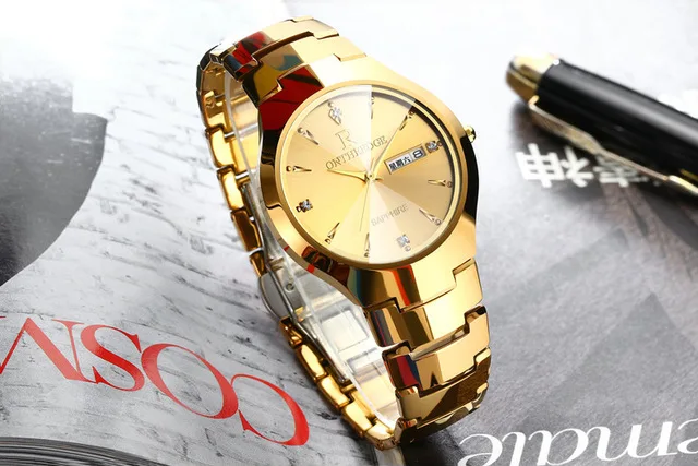 gold Reloj Hombre новые модные брендовые классические часы кварцевые часы Для мужчин Роскошные Super Slim Нержавеющая сталь двойной календарь часы relogio - Цвет: gold