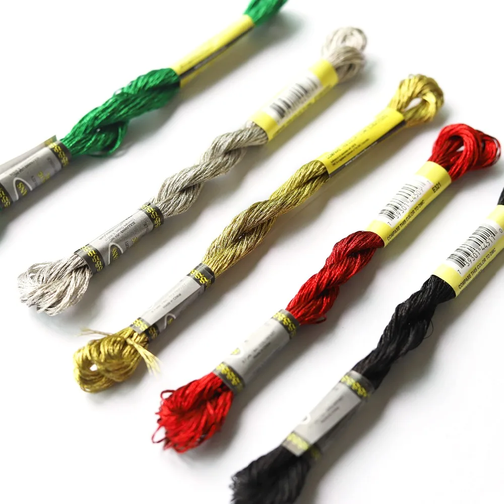 Набор металлических нитей для вышивки крестиком 6 8 м 5 цветов на выбор 7 ярдов в