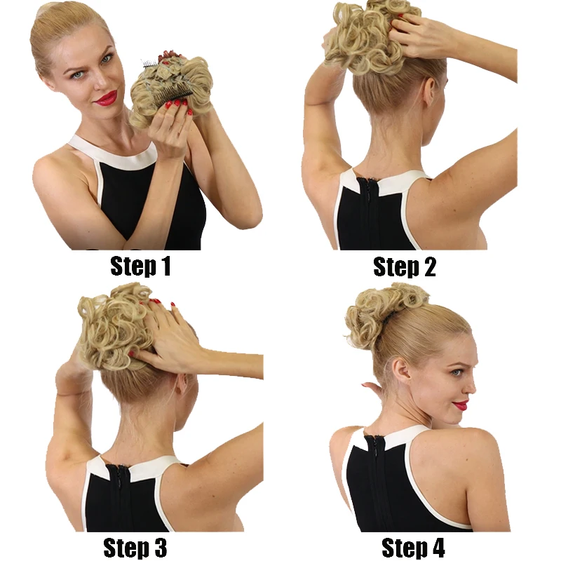 S-noilite кудрявые шиньон Updo волосы булочки два пластиковых расчески клип в