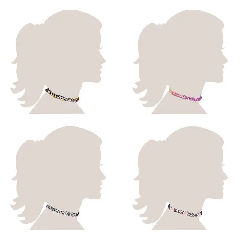 12 шт ожерелье Готическая хна тату стрейч эластичные Украшения Value Pack|Колье| |