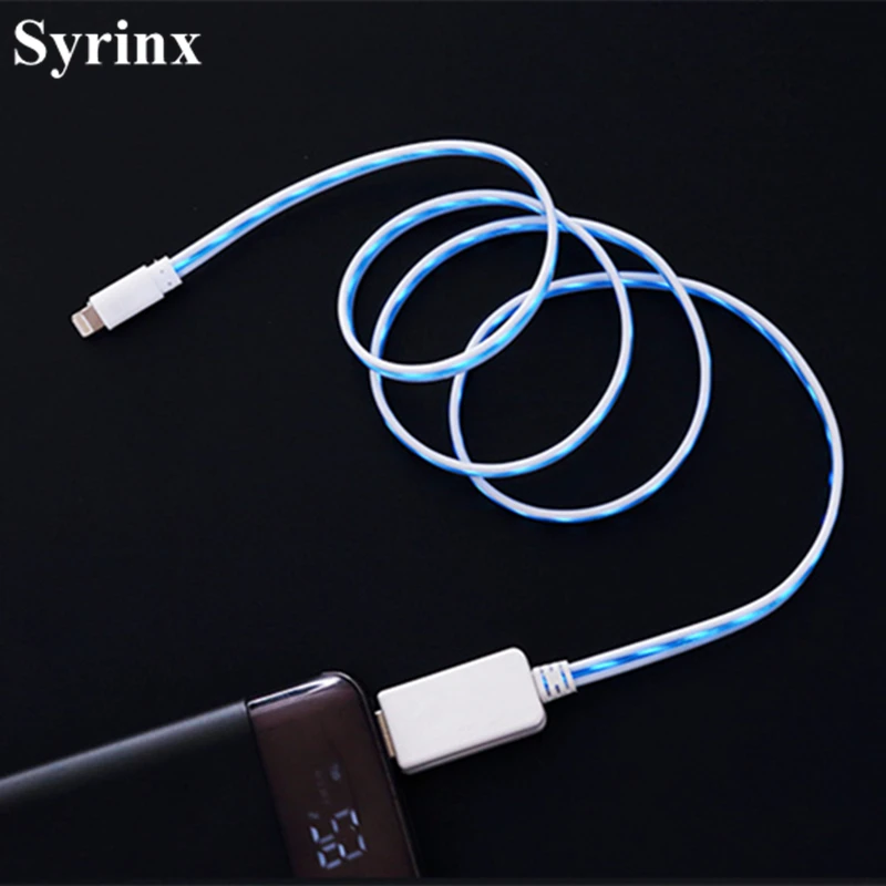 Syrinx светодиодный микрокабель USB Type C для Iphone X Xs 8 7 6s Samsung s9 s8 кабель быстрой зарядки