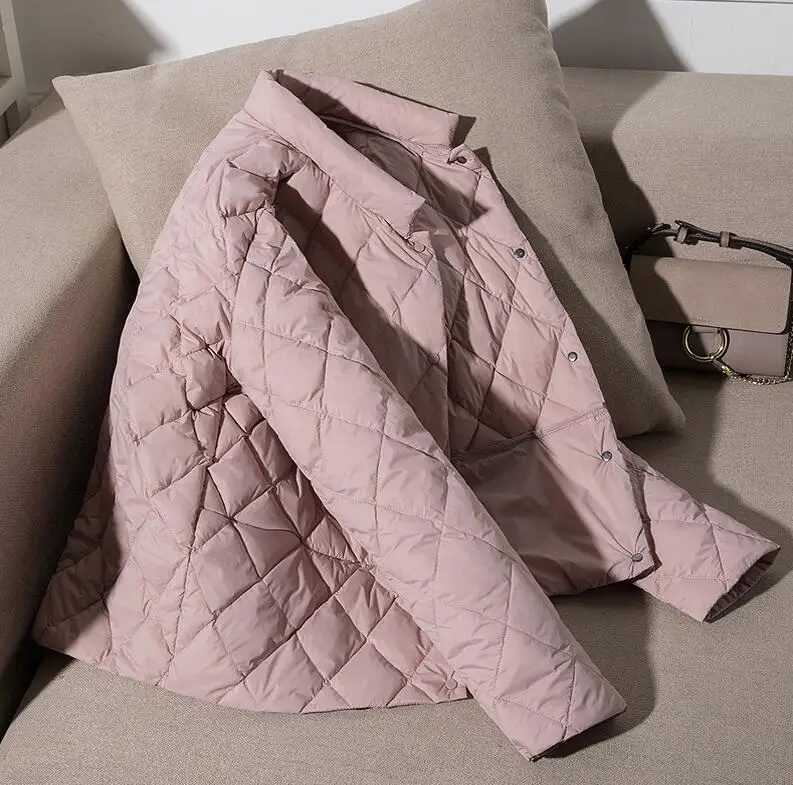 light pink Пуховик, бренд, Осенний пуховик для женщин, ультралегкий, короткий, 90% утиный пух, куртка, верхняя одежда, тонкое пальто размера плюс - Цвет: light pink