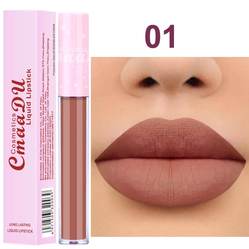 cmaadu Brand Matte Liquid Lip Gloss Makeup Waterproof Lasting Non-stick cup lipstick Red Lips Matt Nude Pink Lipgloss | Красота и