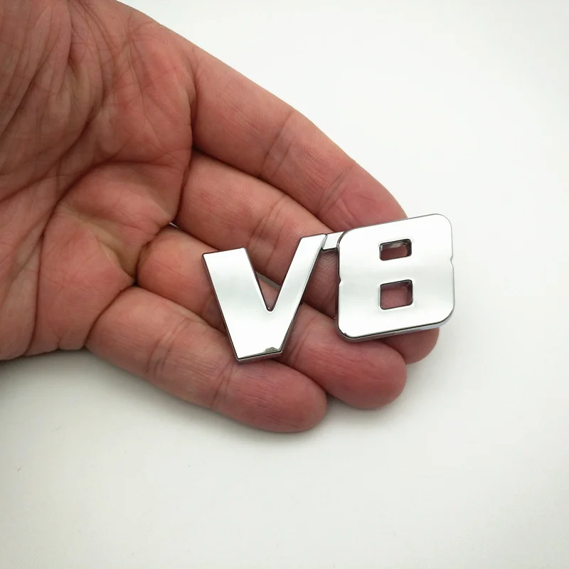 Металлическая 3d наклейка V6 V8 хром металлическая для автомобиля значок украшение
