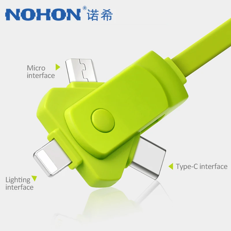 NOHON 3 в 1 USB зарядное устройство кабель освещение для iPhone XS MAX XR Регулируемый Android Micro