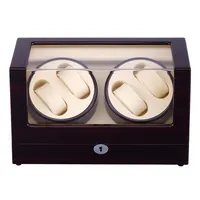 Watch Winder ,LT Wooden Automatic Rotation 4+0 Storage Case Display Box The 2019new style(Outside is rose red black In is white)