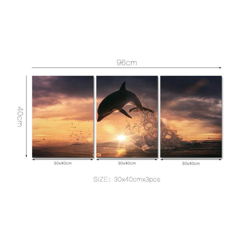3D Sea Dolphins Painting Bedroom Living Room Background Sofa Wall Modern Home Decoration Frameless Five Pictures Inkjet Canvas | Дом и сад