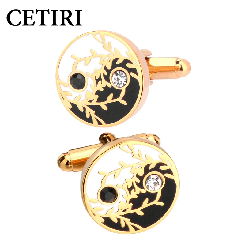 

CETIRI 17mm High Quality Best Gift for men Rose Gold Cuff Links Tai Chi Long Sleeve Shirts Metal Cufflinks Jewelry Wedding