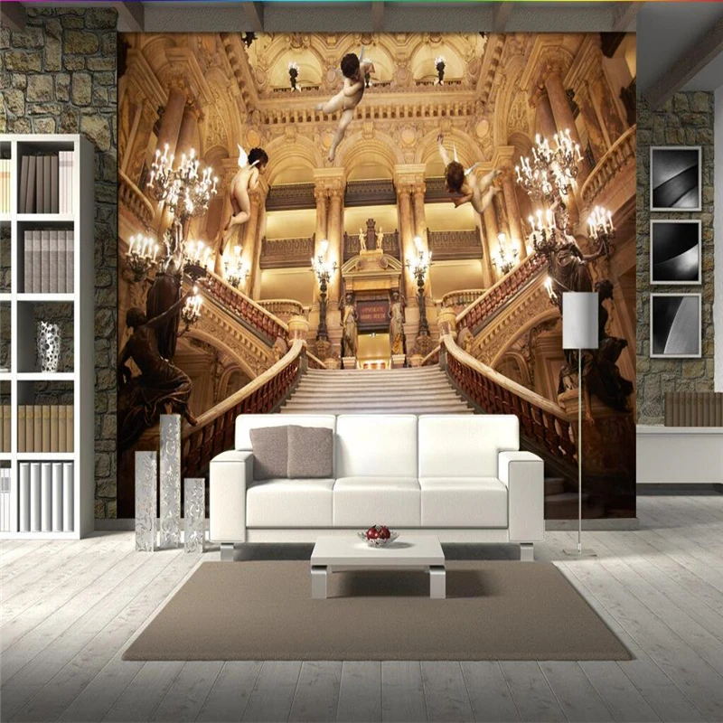

beibehang Custom Photo Wallpaper Sticker European Aristocratic Royal Palace 3d Angel Stairway Paradise Background Wall