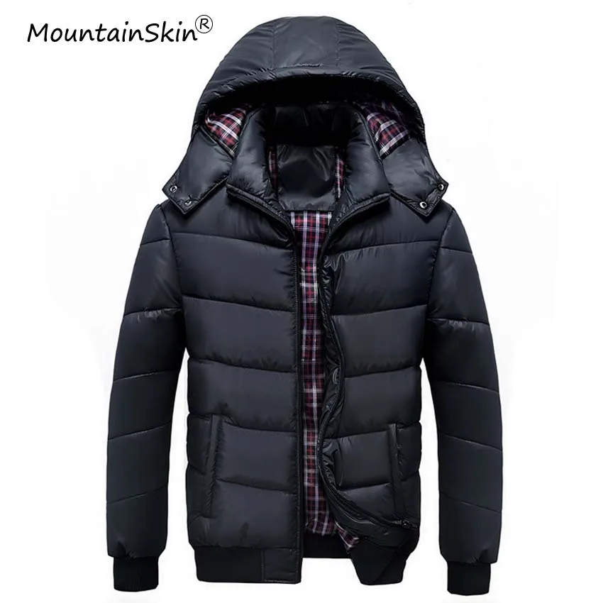 Мужская зимняя куртка бомбер Mountainskin теплая однотонная парка с капюшоном LA497| |