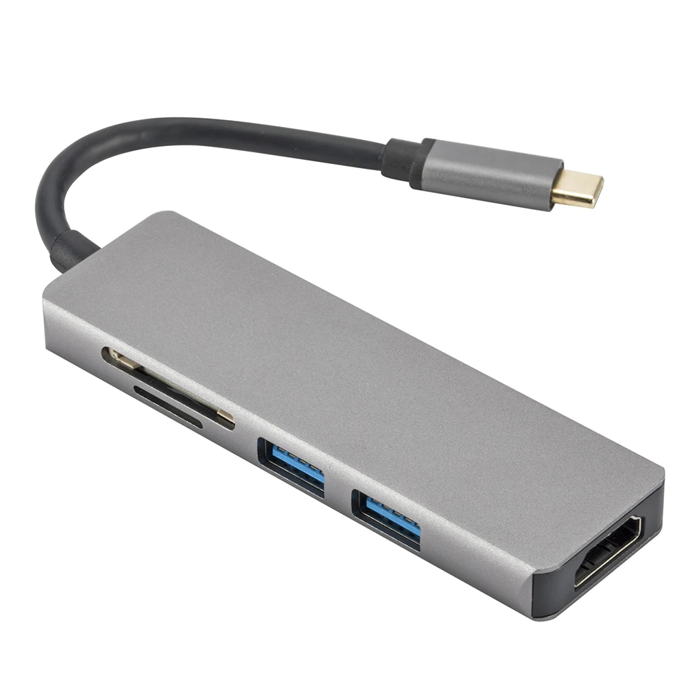 Новый универсальный Тип-C до 2 Порты и разъёмы USB3.0 концентратора + HDTV SD/TF Card Reader Combo