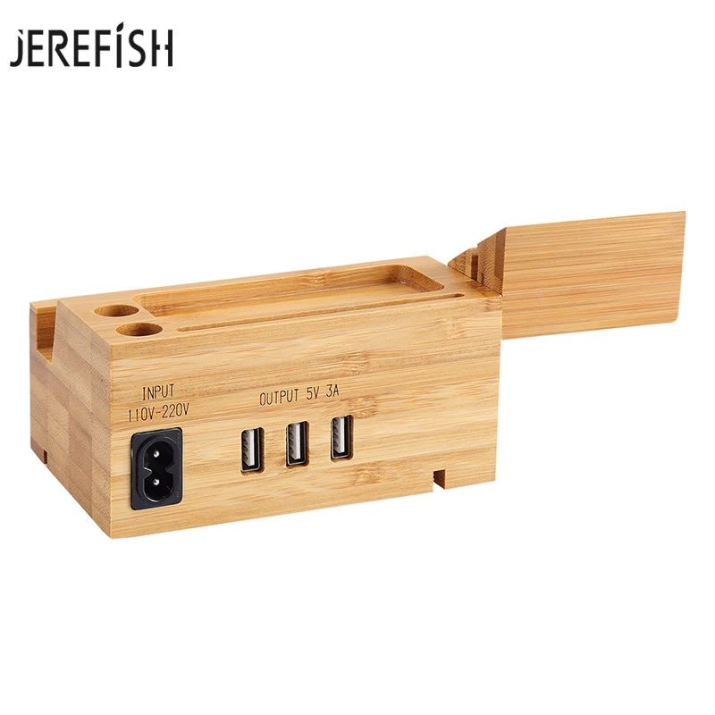 JEREFISH 3 в 1 зарядное устройство для мобильного телефона + деревянный держатель