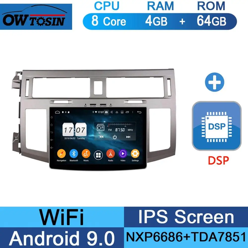 " ips 8 Core 4G Оперативная память 64G Встроенная память Android 9,0 автомобиль dvd-радио GPS для Toyota Avalon 2005 2006 2007 2008 2009 2010 DSP CarPlay попугай BT - Цвет: 64G DSP